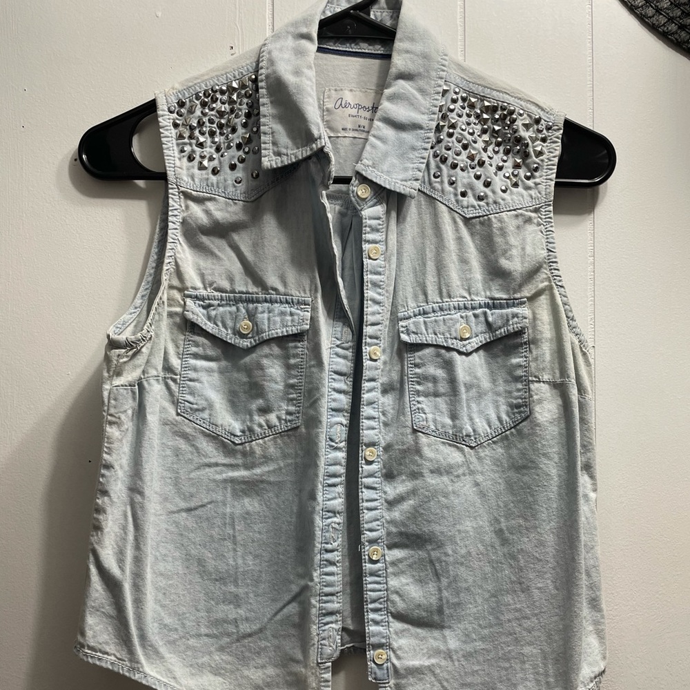 Button up- crop top shirt